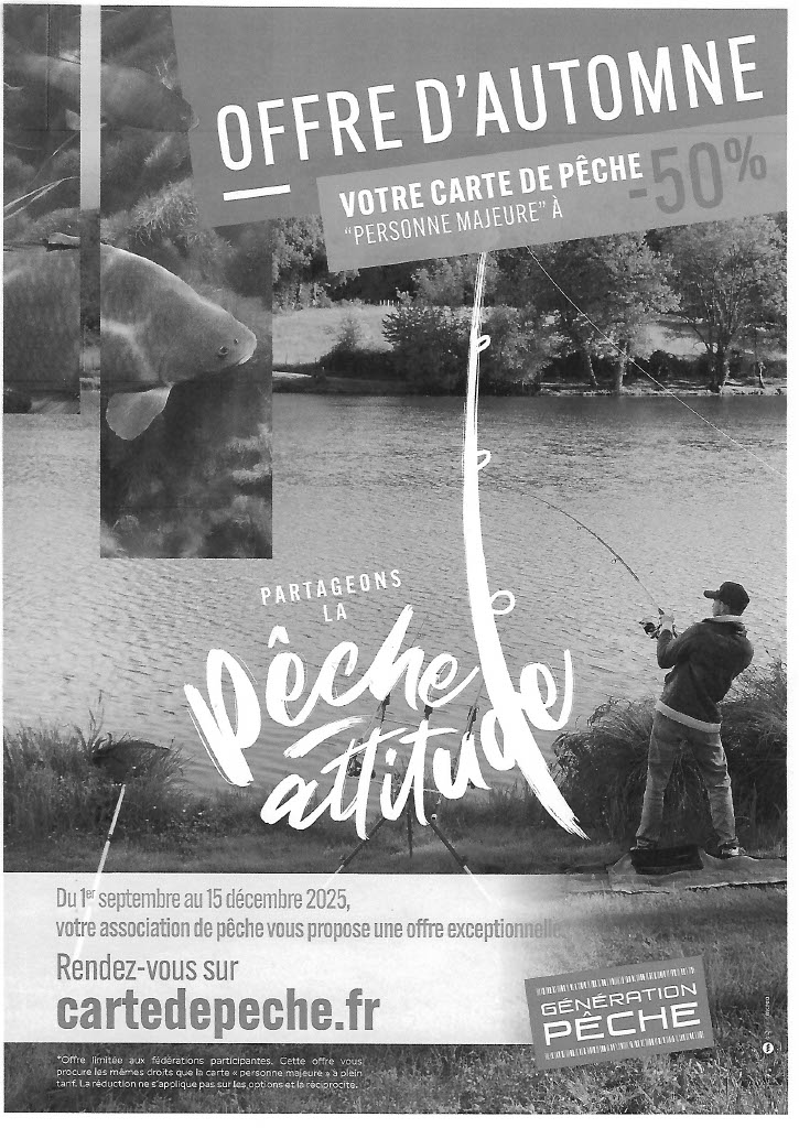 Carte de pêche à 50% offre d’automne