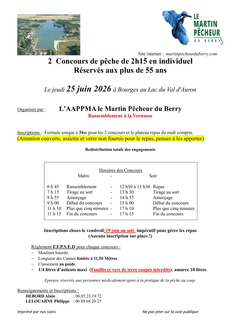Concours de pêche +55ans organisé par le MPB